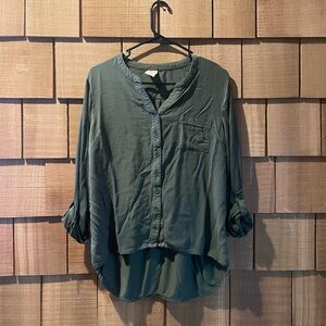 Olive Green Women's Button-Up Top